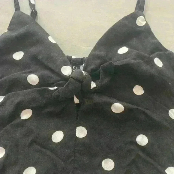 H&M Black And White Polka Dot Crop Top Size XXS  adjustable straps - Picture 3 of 7